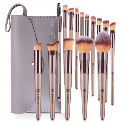 Makeup Brushes 15PCS Champagne Gold Professional Makeup Brush Sets Foundation Brush Blending Powder Blush Concealers Eye Make up Brush Set with PU Leather Cosmetics Bag